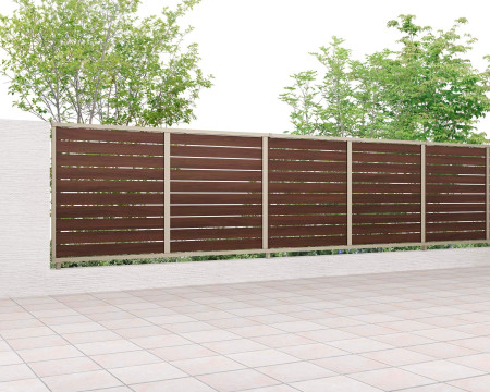 フェンスAB　YS3-K型（片面木調・横スリット3）