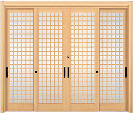 リシェント玄関引戸4枚建（19型ペアガラス仕様 ランマなし）