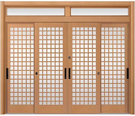 リシェント玄関引戸4枚建（19型ペアガラス仕様 ランマあり）