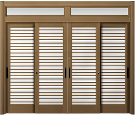 リシェント玄関引戸4枚建（22型ペアガラス仕様 ランマあり）