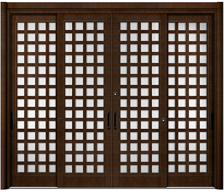 リシェント玄関引戸4枚建（25型ペアガラス仕様 ランマなし）