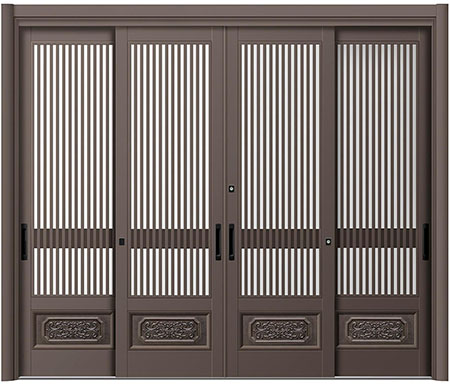 リシェント玄関引戸4枚建（26型ペアガラス仕様 ランマなし）