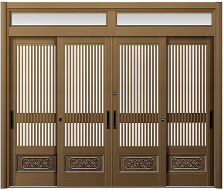 リシェント玄関引戸4枚建（26型ペアガラス仕様 ランマあり）