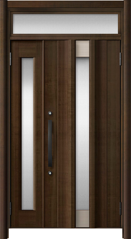 LIXIL　リシェント　リフォーム玄関ドア　アルミ仕様C11N型　親子ランマ付き　木目調　標準工事込み - 1