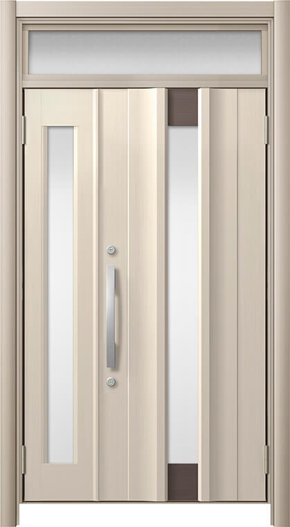 LIXIL　リシェント　リフォーム玄関ドア　アルミ仕様C11N型　親子ランマ付き　木目調　標準工事込み - 2
