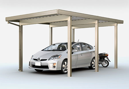 カーポートST 3000タイプ(耐積雪100cm相当) 1台用 奥行延長 6本柱