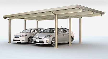 カーポートST (耐積雪100cm相当) 2台用 間口延長 6本柱