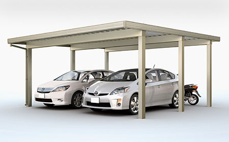 カーポートST (耐積雪100cm相当) 2台用 奥行延長 6本柱