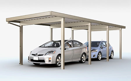 カーポートST　3000タイプ(耐積雪100cm相当) ２台用 縦２連棟 ８本柱