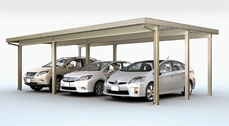 カーポートST　3000タイプ(耐積雪100cm相当) ３台用 横２連棟 ９本柱