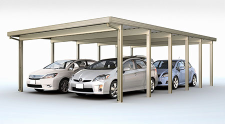 カーポートST　3000タイプ(耐積雪100cm相当) ４台用 縦２連棟 １２本柱