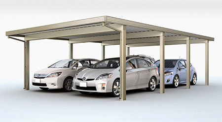 カーポートST　3000タイプ(耐積雪100cm相当) ４台用 縦２連棟 ８本柱