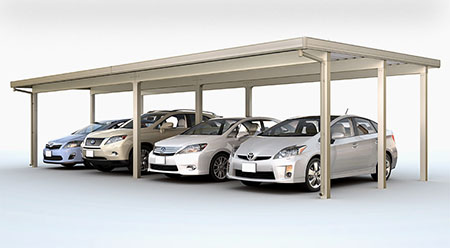 カーポートST　3000タイプ(耐積雪100cm相当) ４台用 横２連棟 ９本柱