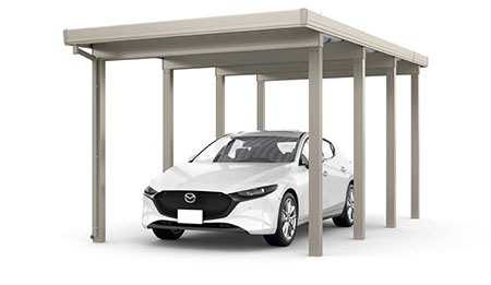 カーポートST　4500タイプ(耐積雪150cm相当) １台用 奥行延長 ８本柱