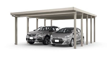 カーポートST　4500タイプ(耐積雪150cm相当) ２台用 奥行延長 １０本柱