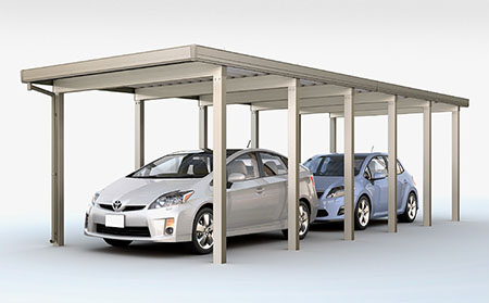 カーポートST　4500タイプ(耐積雪150cm相当) ２台用 縦２連棟 １２本柱