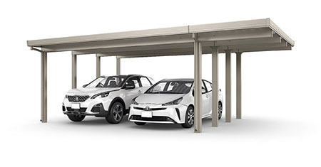 カーポートST　4500タイプ (耐積雪150cm相当) ２台用 間口延長 ８本柱