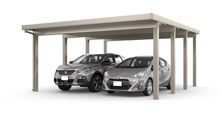 カーポートST　4500タイプ(耐積雪150cm相当) ２台用 奥行延長 ８本柱