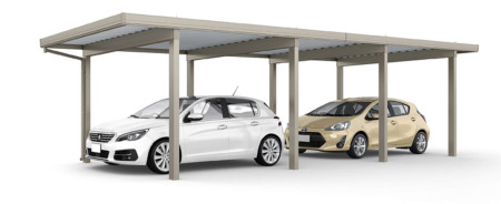 カーポートST (耐積雪150cm相当) ２台用 縦２連棟 ８本柱