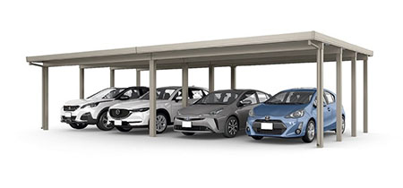 カーポートST (耐積雪150cm相当) ４台用 横２連棟 １２本柱