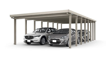 カーポートST (耐積雪150cm相当) ４台用 縦２連棟 １６本柱