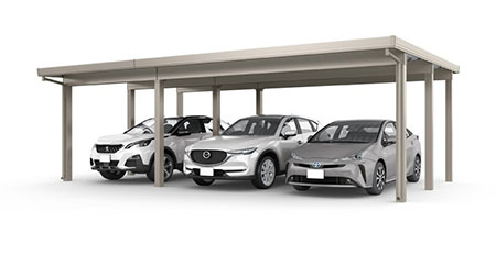 カーポートST (耐積雪150cm相当) ４台用 横２連棟 ９本柱