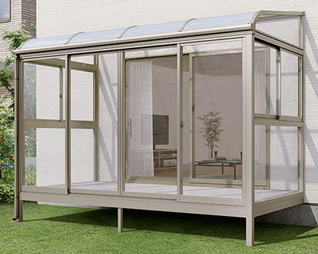 *完成品* ドールハウス 2階建て サンルーム ベビー サンテラス カバー付き サニージュF型床納まり 積雪100cm地域用【リクシル】を55%OFF